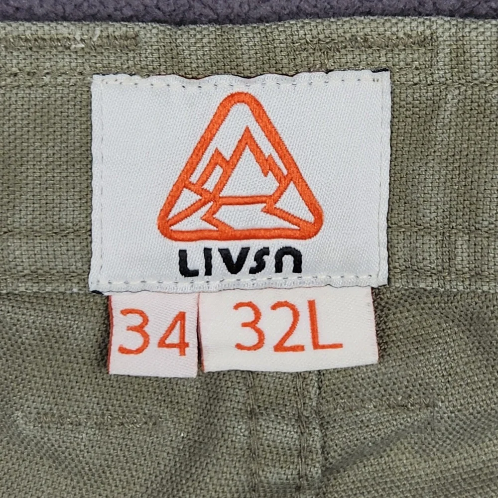 LIVSN Flex Canvas Pants V3 Mens 34x32 Olive Green Organic Cotton Blend Outdoor